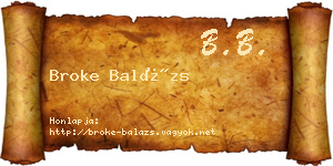 Broke Balázs névjegykártya